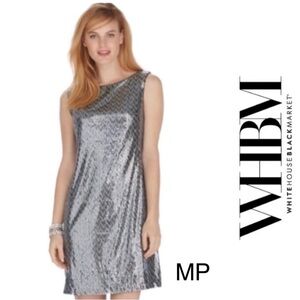 WHBM Silver Sequin Shift Dress